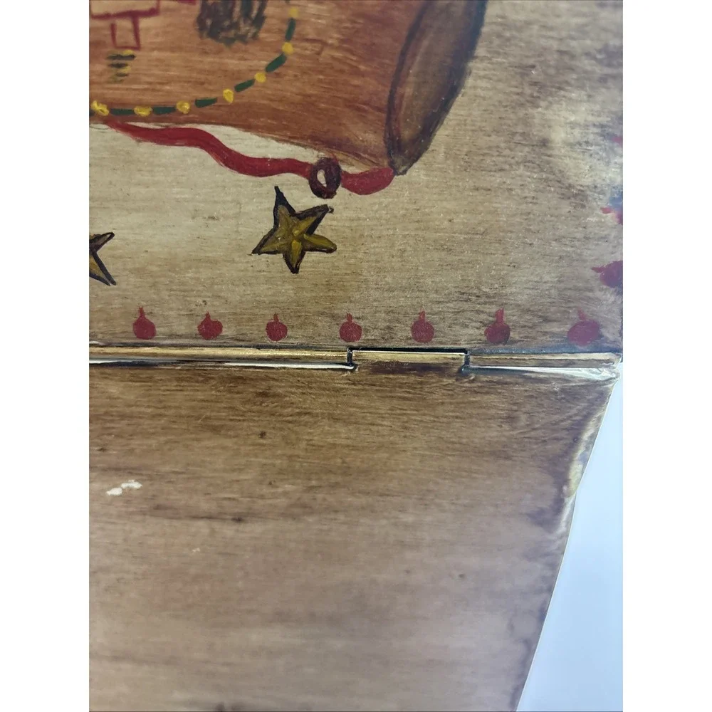 Vtg American Painted Tin‎ Toleware Hinged Box American Eagle Folk 7.25
